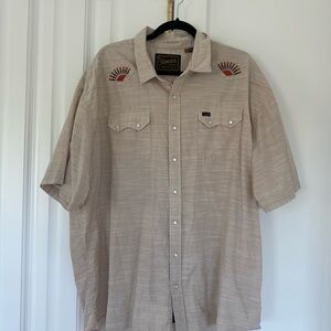Howler Brothers Tan Short Sleeve Shirt with Embroidery